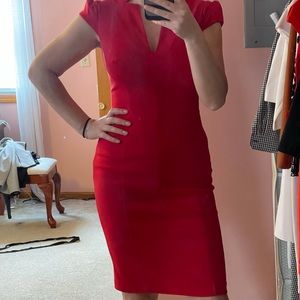 XSCAPE Cap Sleeve Midi Red dress SZ 6